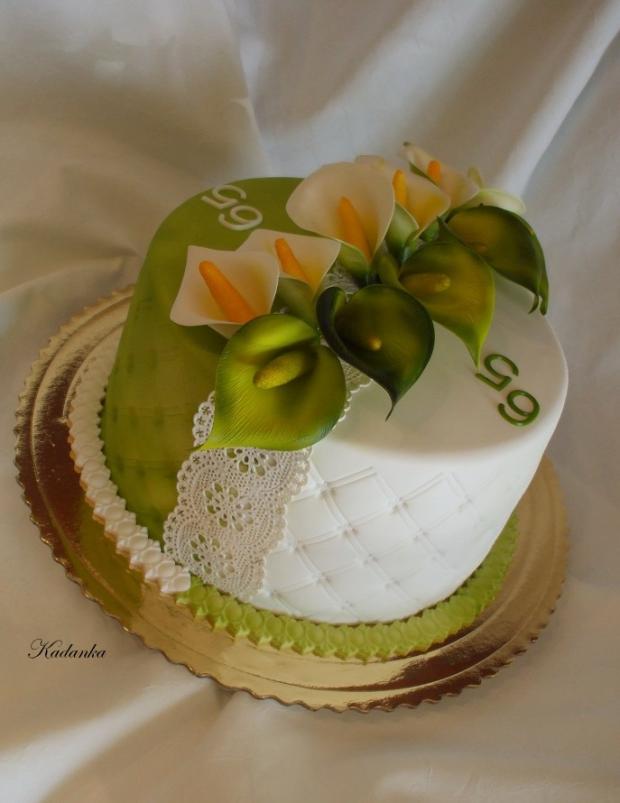 V bielozelenom s kalami, torta, Narodeninové torty V bielozelenom s kalami, torta, Narodeninové torty, Kadanka, 1