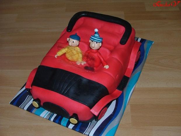 Pat a Mat v aute, torta, Torty autíčka, vláčiky Pat a Mat v aute, torta, Torty autíčka, vláčiky, ZuzkaV, 1