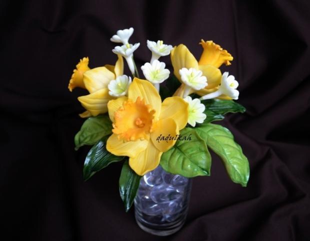 Kytička s narcismi, torta, Ozdoby na torty Kytička s narcismi, torta, Ozdoby na torty, dadulkah, 1