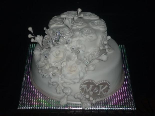 Svadobná bielo-strieborná, torta, Svadobné torty Svadobná bielo-strieborná, torta, Svadobné torty, kathka, 1
