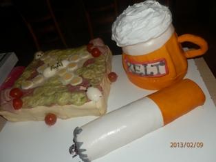 pivo s cigaretkou a slaná torta  , torta, Narodeninové torty, Margita, 1