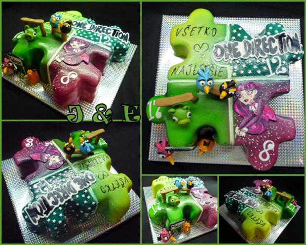 PUZZLE pre 3 oslávencov, torta, Narodeninové torty PUZZLE pre 3 oslávencov, torta, Narodeninové torty, Janka.Bj, 1