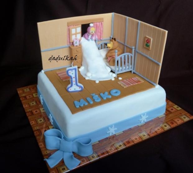 Máša a medveď: Mííško.. a ty čo nespíš?, torta, Rozprávkové torty Máša a medveď: Mííško.. a ty čo nespíš?, torta, Rozprávkové torty, dadulkah, 1