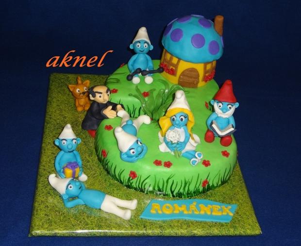 Šmoulové, torta, Rozprávkové torty Šmoulové, torta, Rozprávkové torty, aknel, 1