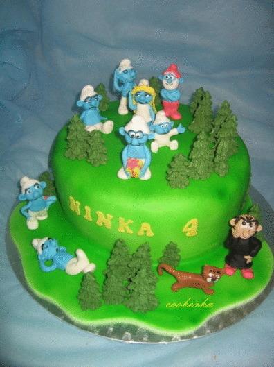 Smoulkovia, kde sa len pozries... :-))), torta, Rozprávkové torty Smoulkovia, kde sa len pozries... :-))), torta, Rozprávkové torty, cookerka, 1
