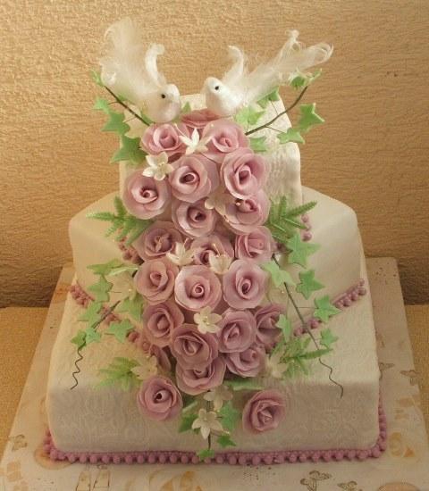 Trio svadobných štvorcov vo fialkovom tóne, torta, Svadobné torty Trio svadobných štvorcov vo fialkovom tóne, torta, Svadobné torty, atigram, 1