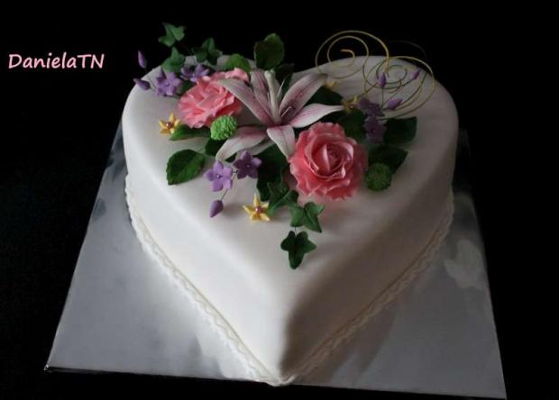 Fialovo ružové srdce, torta, Narodeninové torty, DanielaTN, 1