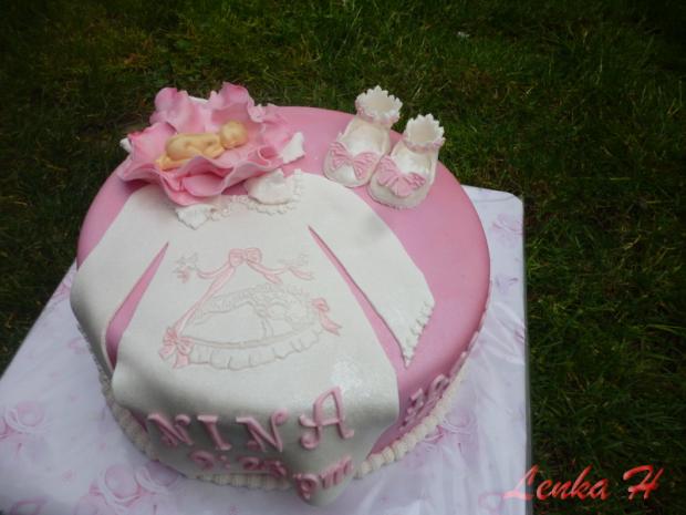 krstinová pre Ninu, torta, Torty na cirkevné sviatky, Ladu-lienka, 1