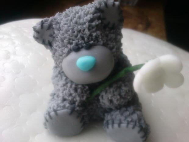 Macko me to you s kvietkom, torta, Ozdoby na torty, katarina., 1