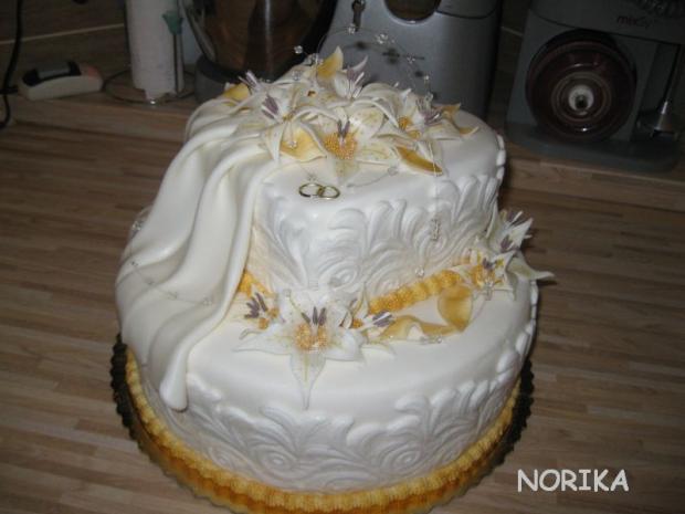 Zlato-biele svadobne, torta, Svadobné torty, norika, 1