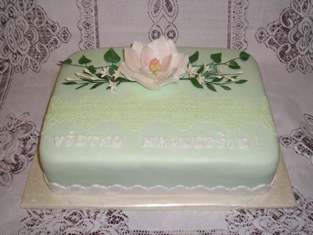 Zelená s magnóliou, torta, Narodeninové torty Zelená s magnóliou, torta, Narodeninové torty, jessie.31, 1