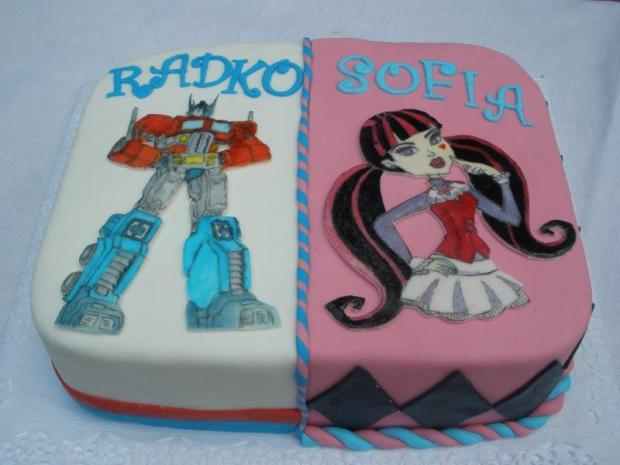 pre súrodencov - transformer a Draculaura, torta, Rozprávkové torty, tara19, 1