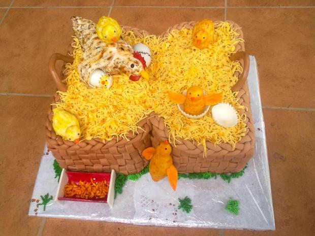 kvočka s kuriatkami v košíku, torta, Narodeninové torty kvočka s kuriatkami v košíku, torta, Narodeninové torty, A@A, 1