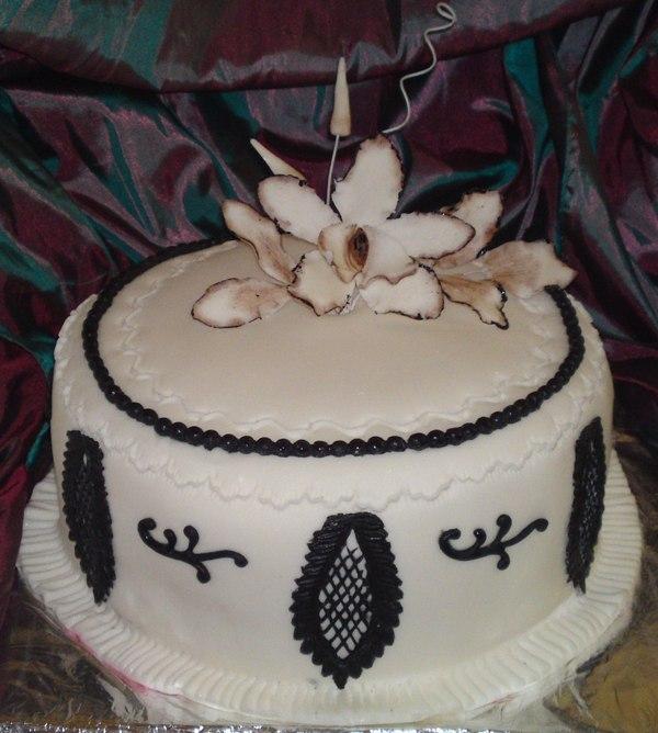 Čiernobiela s orchideou..., torta, Narodeninové torty Čiernobiela s orchideou..., torta, Narodeninové torty, Mariolka, 1