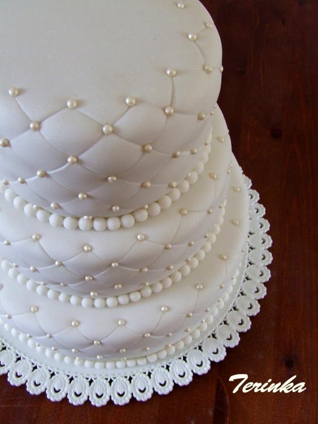 svadobná prešívaný vzor a perličky, torta, Svadobné torty svadobná prešívaný vzor a perličky, torta, Svadobné torty, terinka, 1