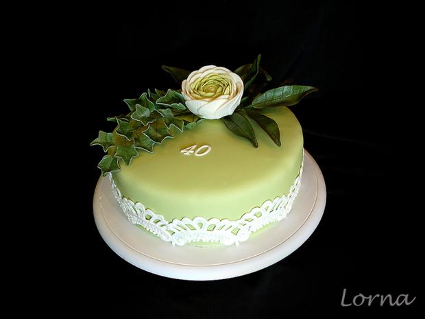 Zelená s Ranunculusom.., torta, Narodeninové torty Zelená s Ranunculusom.., torta, Narodeninové torty, Lorna, 1