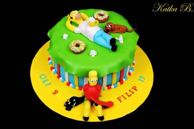 Bart a Homer Simpsons 2,9 kg, torta, Narodeninové torty Bart a Homer Simpsons 2,9 kg, torta, Narodeninové torty, cacarinka KatkaB., 1