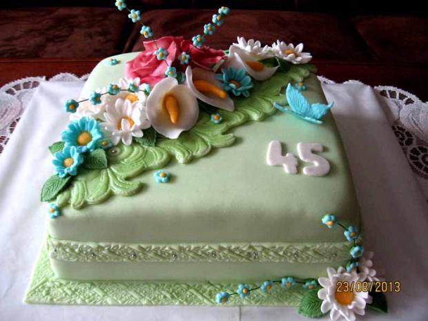 čtverec k 45 nar., torta, Narodeninové torty čtverec k 45 nar., torta, Narodeninové torty, zdenab., 1