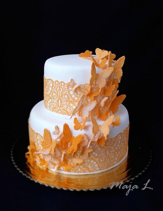 s motýlikmi, torta, Svadobné torty s motýlikmi, torta, Svadobné torty, mayaL30, 1