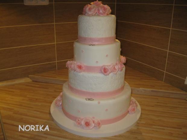 4-posch.ružova, torta, Svadobné torty 4-posch.ružova, torta, Svadobné torty, norika, 1