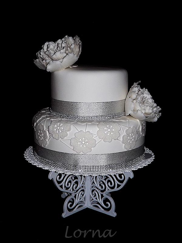 Svadobná bielo-strieborná.., torta, Svadobné torty Svadobná bielo-strieborná.., torta, Svadobné torty, Lorna, 1