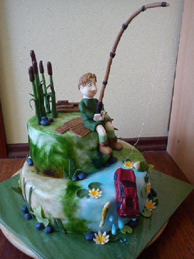 pre rybára a milovníka áut, torta, Narodeninové torty pre rybára a milovníka áut, torta, Narodeninové torty, Ditulka, 1