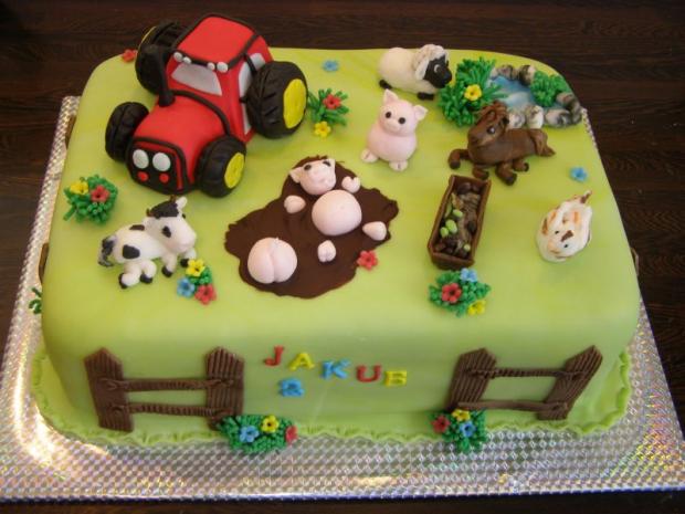 Traktor a zvieratká na dvore, torta, Ostané torty pre deti, katka 78, 1