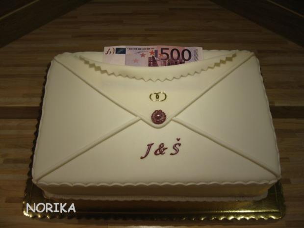 Svadobna obalka s 500.-kou, torta, Svadobné torty, norika, 1