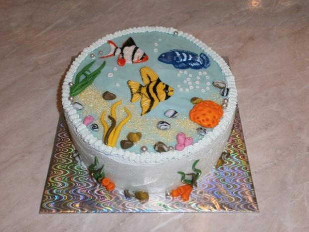 Akvárium bez poťahovky, torta, Narodeninové torty Akvárium bez poťahovky, torta, Narodeninové torty, Iveta Barlíková, 1