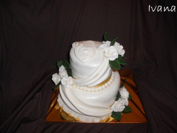 Svadobná-bielo-zlatá, torta, Svadobné torty, Ivana111111, 1