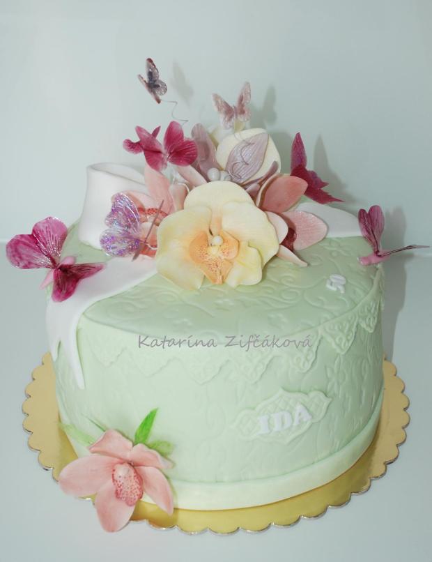 darčeková krabička s kvietkami a želatinovymi motýlikmi, torta, Svadobné torty darčeková krabička s kvietkami a želatinovymi motýlikmi, torta, Svadobné torty, Katarina139, 1