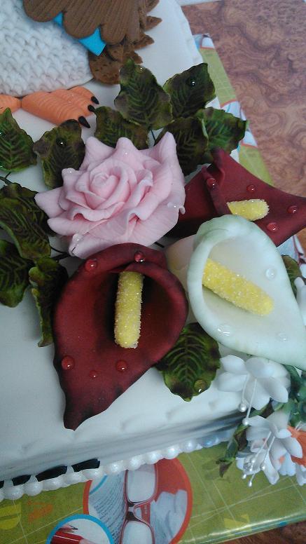 kvety- s "rosou", torta, Ozdoby na torty, Mendi28, 1