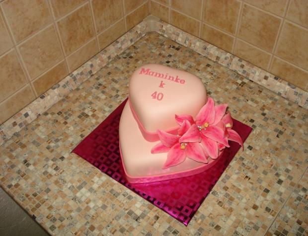 Ružová s ružovými ľaliami, torta, Narodeninové torty, drobecek, 1