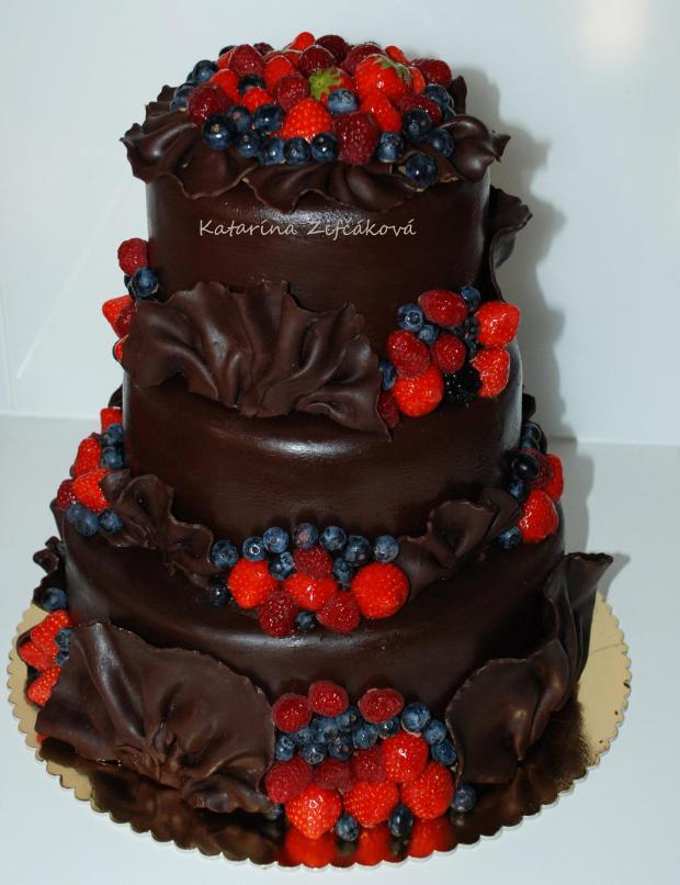 čokoládová svadobná s ovocím, torta, Čokoládové torty čokoládová svadobná s ovocím, torta, Čokoládové torty, Katarina139, 1