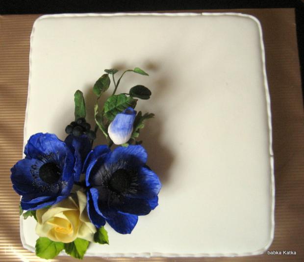 S anemonkami a ružou, torta, Narodeninové torty S anemonkami a ružou, torta, Narodeninové torty, babka Katka, 1