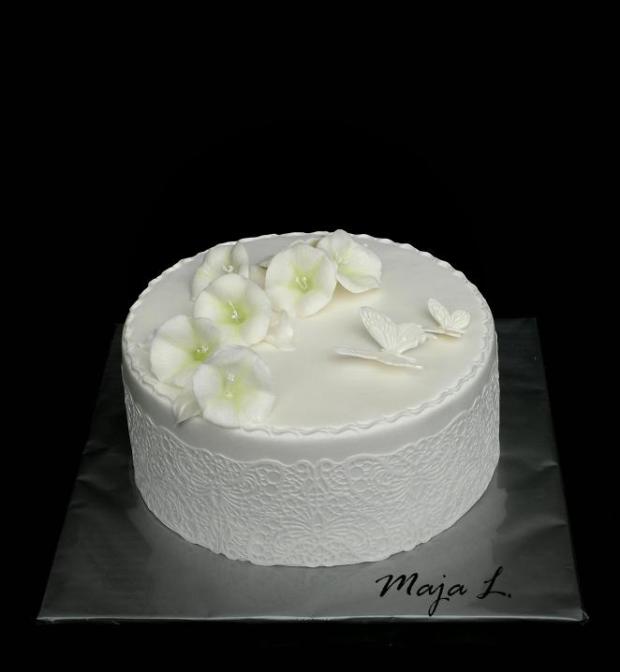 Biela s petúniami, torta, Svadobné torty Biela s petúniami, torta, Svadobné torty, mayaL30, 1