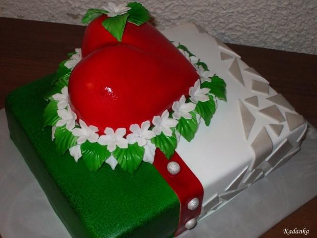 Obdĺžnik s 3D srdiečkom, torta, Narodeninové torty Obdĺžnik s 3D srdiečkom, torta, Narodeninové torty, Kadanka, 1
