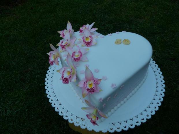 srdce s orchideami, torta, Narodeninové torty srdce s orchideami, torta, Narodeninové torty, Anna Š., 1