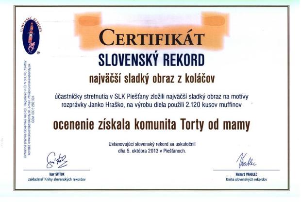 Náš certifikát, torta, pre články, aramana, 1