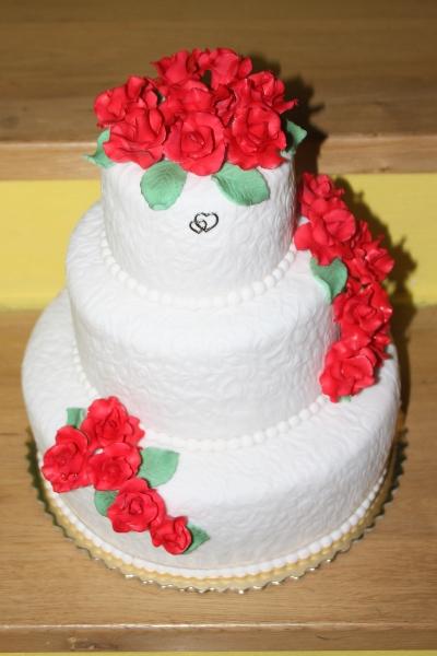 Svadobná s červenými ružami, torta, Svadobné torty Svadobná s červenými ružami, torta, Svadobné torty, blanche335, 1