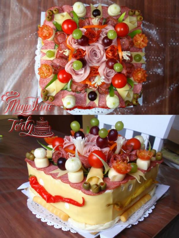 Štvorcová slaná torta, torta, Slané torty, Majuškine Torty, 1