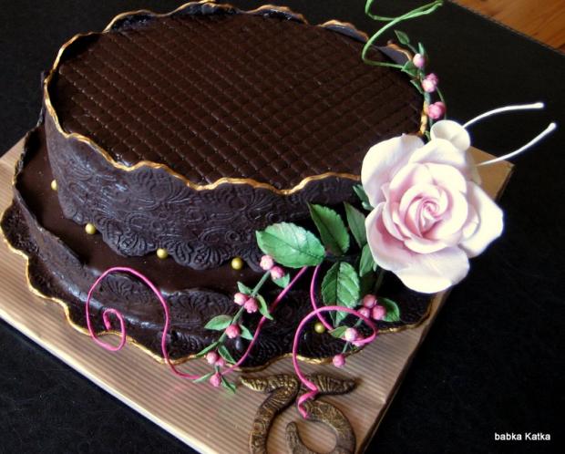 Čokoládová klasika s ružou, torta, Čokoládové torty Čokoládová klasika s ružou, torta, Čokoládové torty, babka Katka, 1
