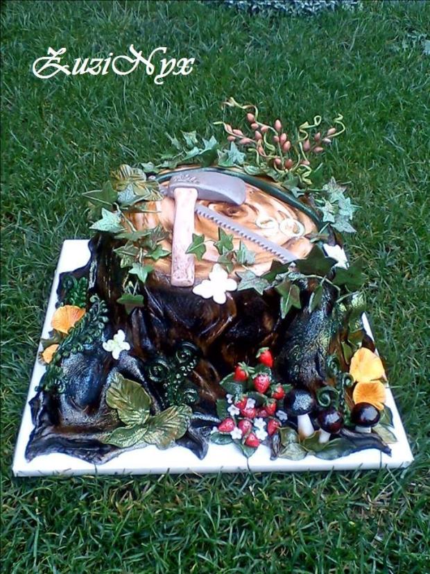 Peň pre drevorubača, torta, Netradičné torty Peň pre drevorubača, torta, Netradičné torty, ZuziNyx, 1