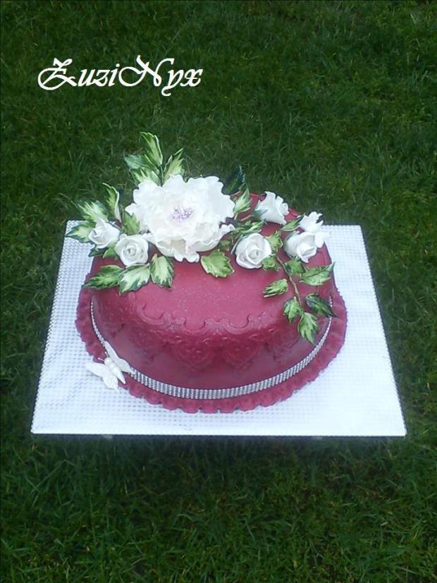 Bordová kvetinová, torta, Narodeninové torty Bordová kvetinová, torta, Narodeninové torty, ZuziNyx, 1