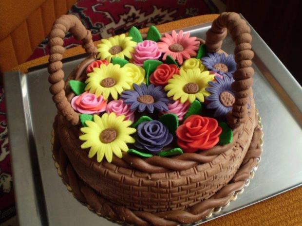 Kosik s kvetmi, torta, Narodeninové torty, Patricia6, 1