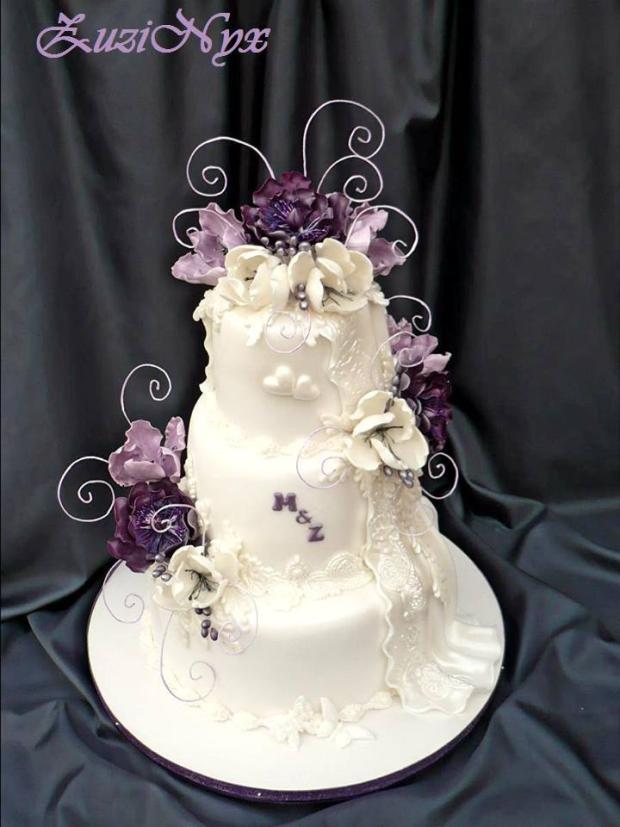 Svadobná do fialova s tulipánmi, torta, Svadobné torty Svadobná do fialova s tulipánmi, torta, Svadobné torty, ZuziNyx, 1