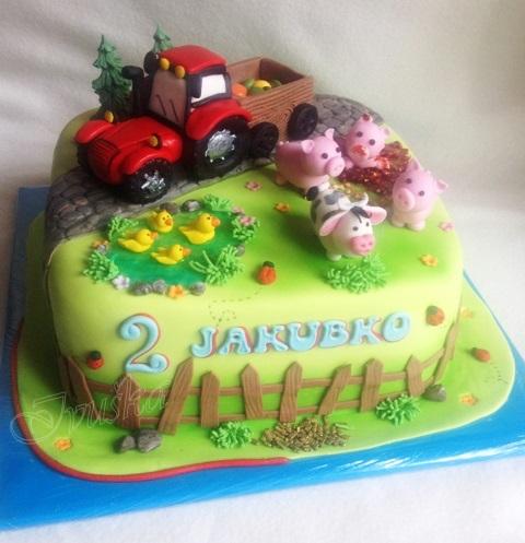 s traktorikom a minifarma, torta, Torty autíčka, vláčiky s traktorikom a minifarma, torta, Torty autíčka, vláčiky, likerik, 1