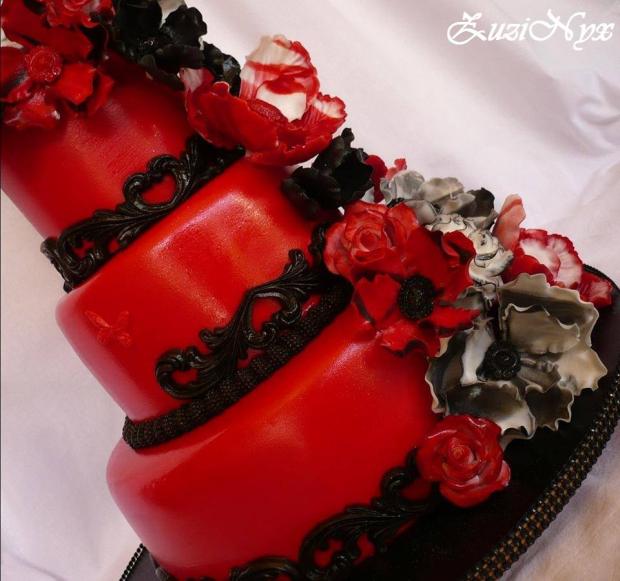 Detail červeno-čierna, torta, Narodeninové torty, ZuziNyx, 1