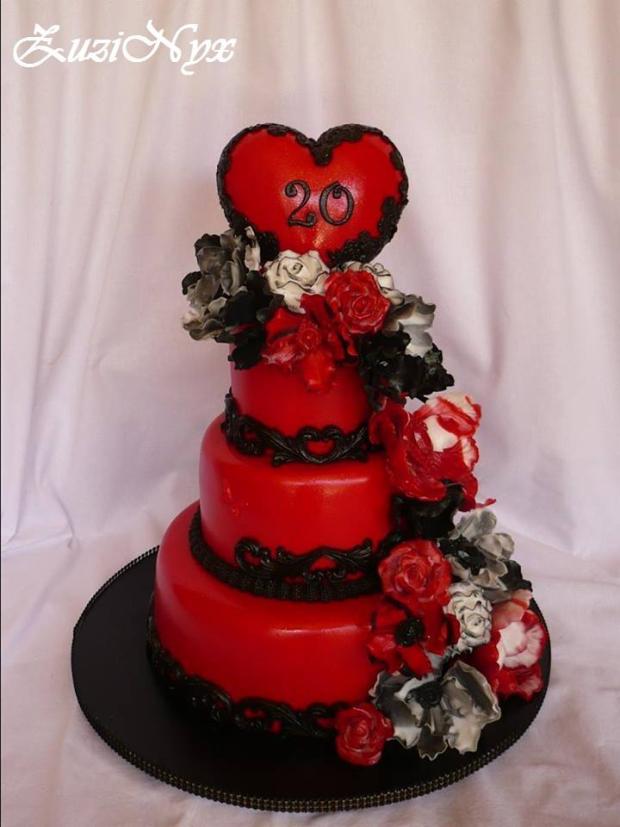 Červeno-čierna na 20tku, torta, Narodeninové torty Červeno-čierna na 20tku, torta, Narodeninové torty, ZuziNyx, 1