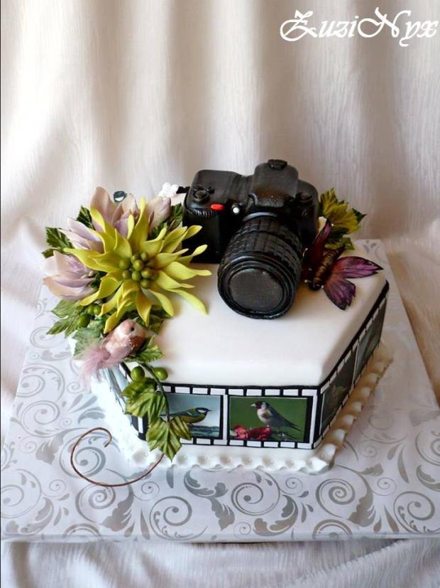Fotoaparát- pre pána čo rád fotí vtáčiky, torta, Narodeninové torty Fotoaparát- pre pána čo rád fotí vtáčiky, torta, Narodeninové torty, ZuziNyx, 1